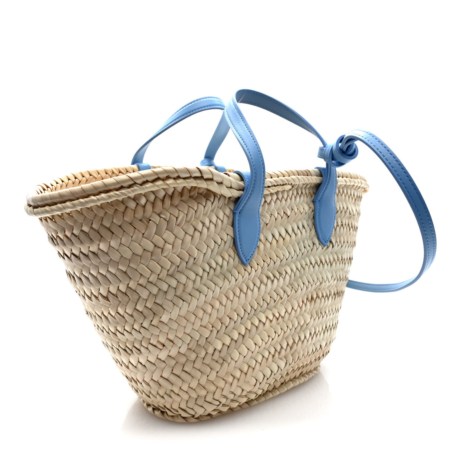 Celine Raffia Calfskin Triomphe Medium Panier Soft Blue 3 of 9