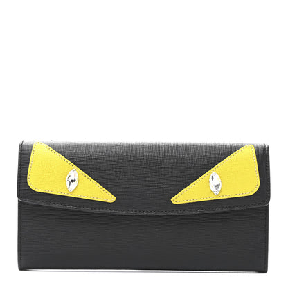 Fendi Vitello Elite Crystal Monster Eyes Simply Continental Wallet Black 1 of 9