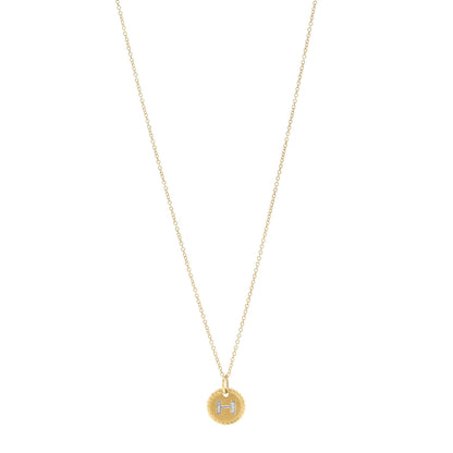 David Yurman 18K Yellow Gold Diamond Initial H Charm Necklace 1 of 6