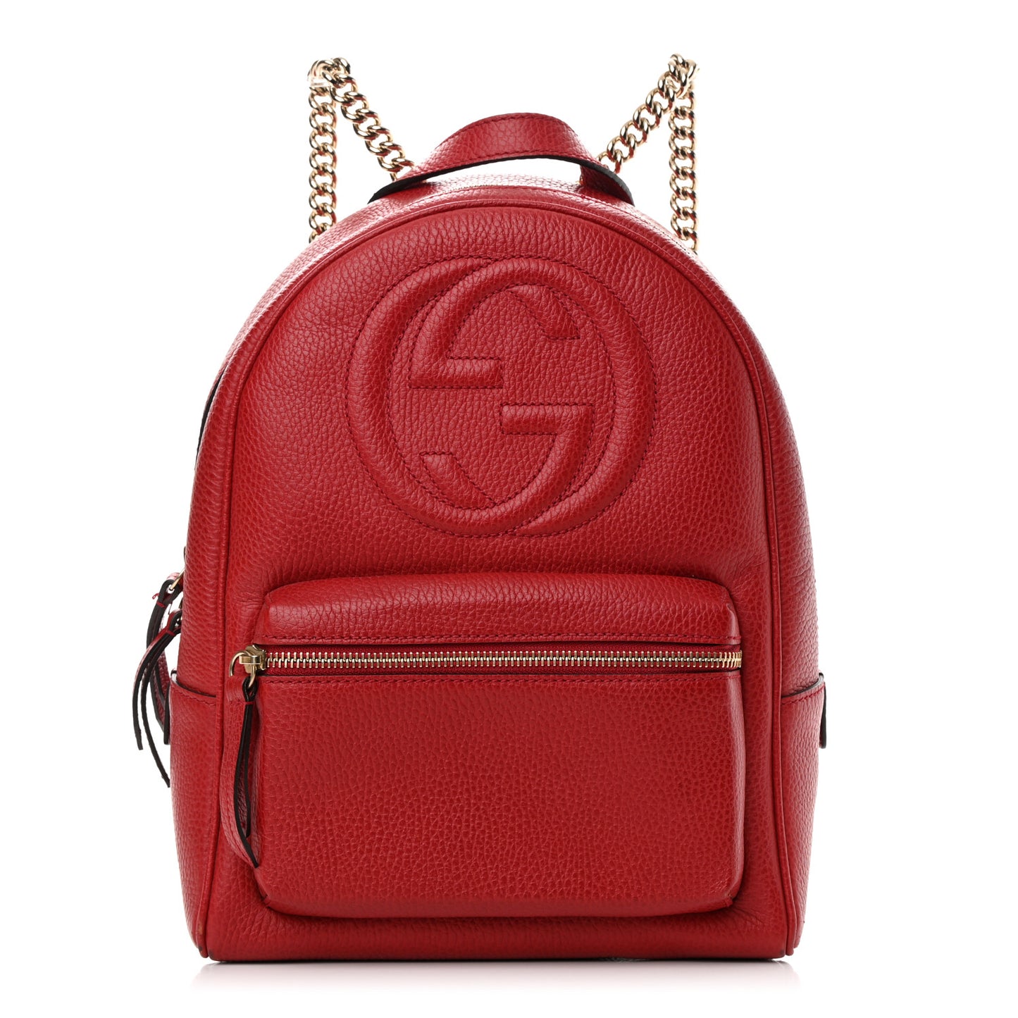 Pebbled Calfskin Soho Chain Backpack Hibiscus Red