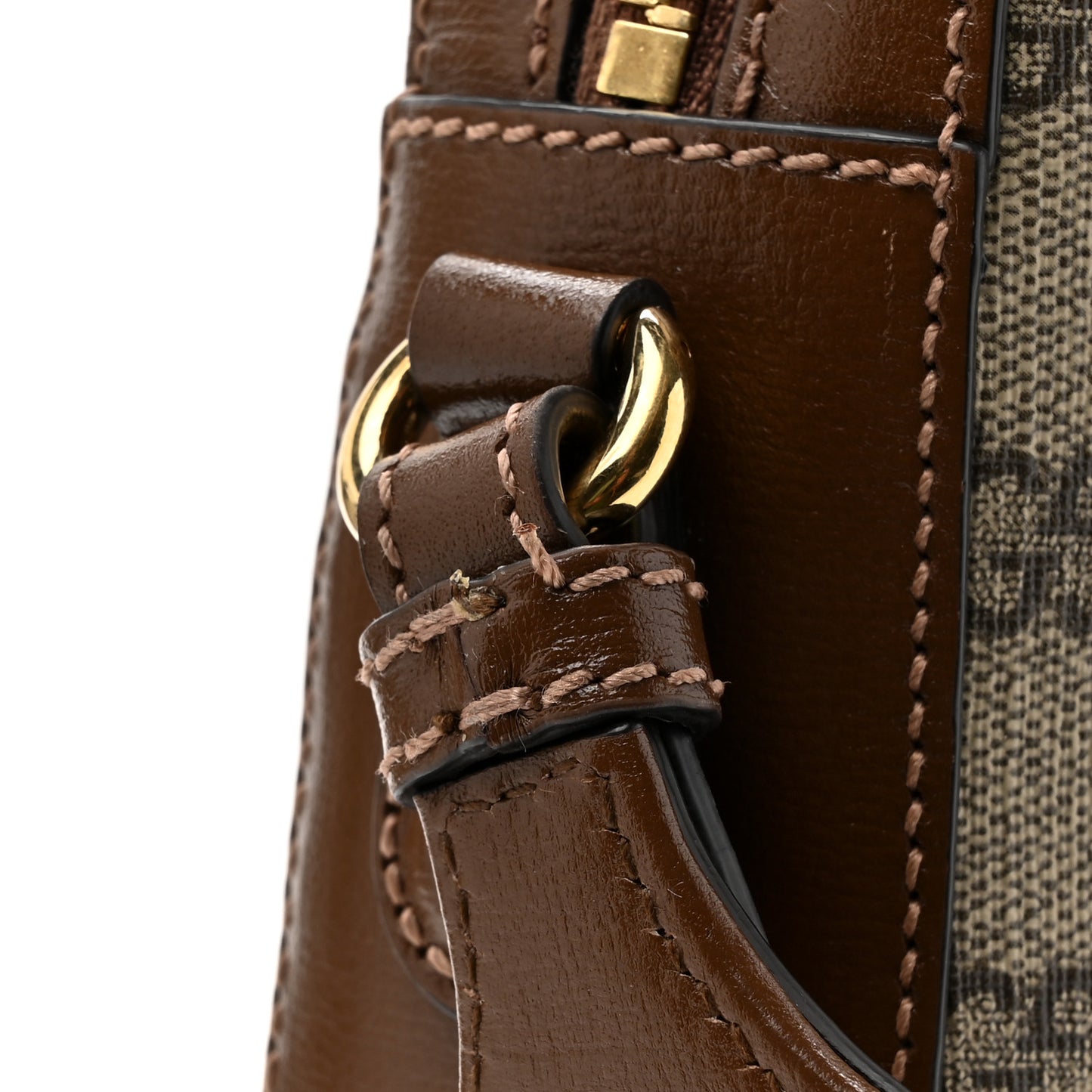 GG Supreme Monogram Azalea Calfskin Retro Interlocking G Messenger Shoulder Bag Beige Ebony Brown Sugar