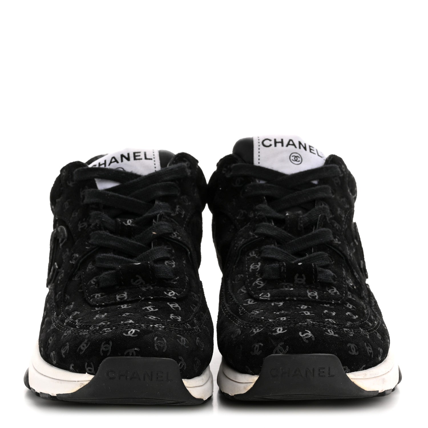 Chanel Suede Calfskin Printed CC Sneakers 35 Black 3 of 10