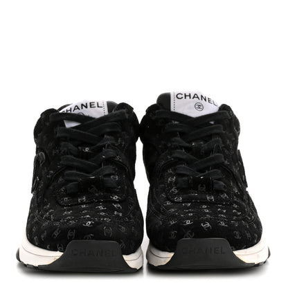Chanel Suede Calfskin Printed CC Sneakers 35 Black 3 of 10