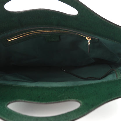 Gucci Velvet Horsebit Embossed Large Punch Top Handle Tote Green 5 of 9