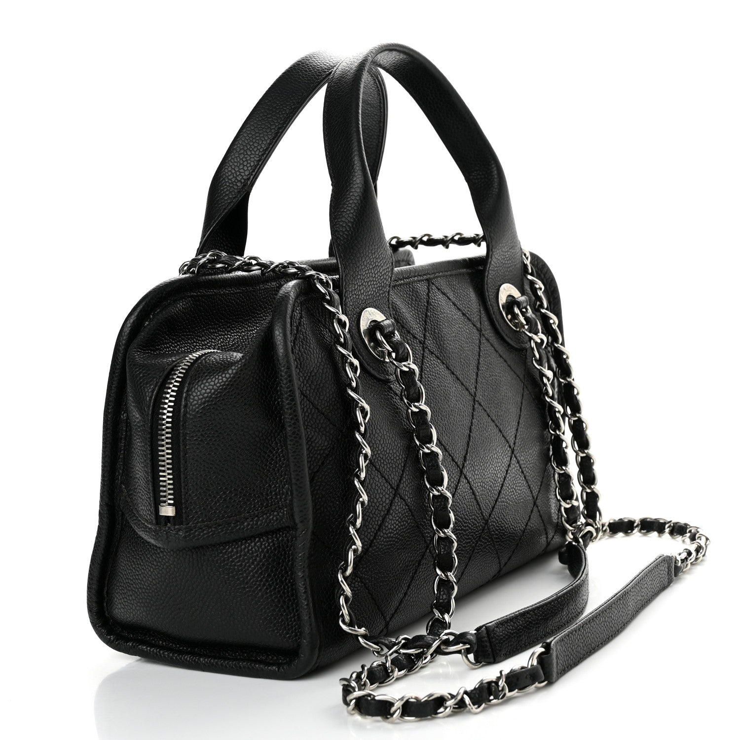 Chanel Caviar Quilted Small Deauville Bowling Bag Black 3 of 10