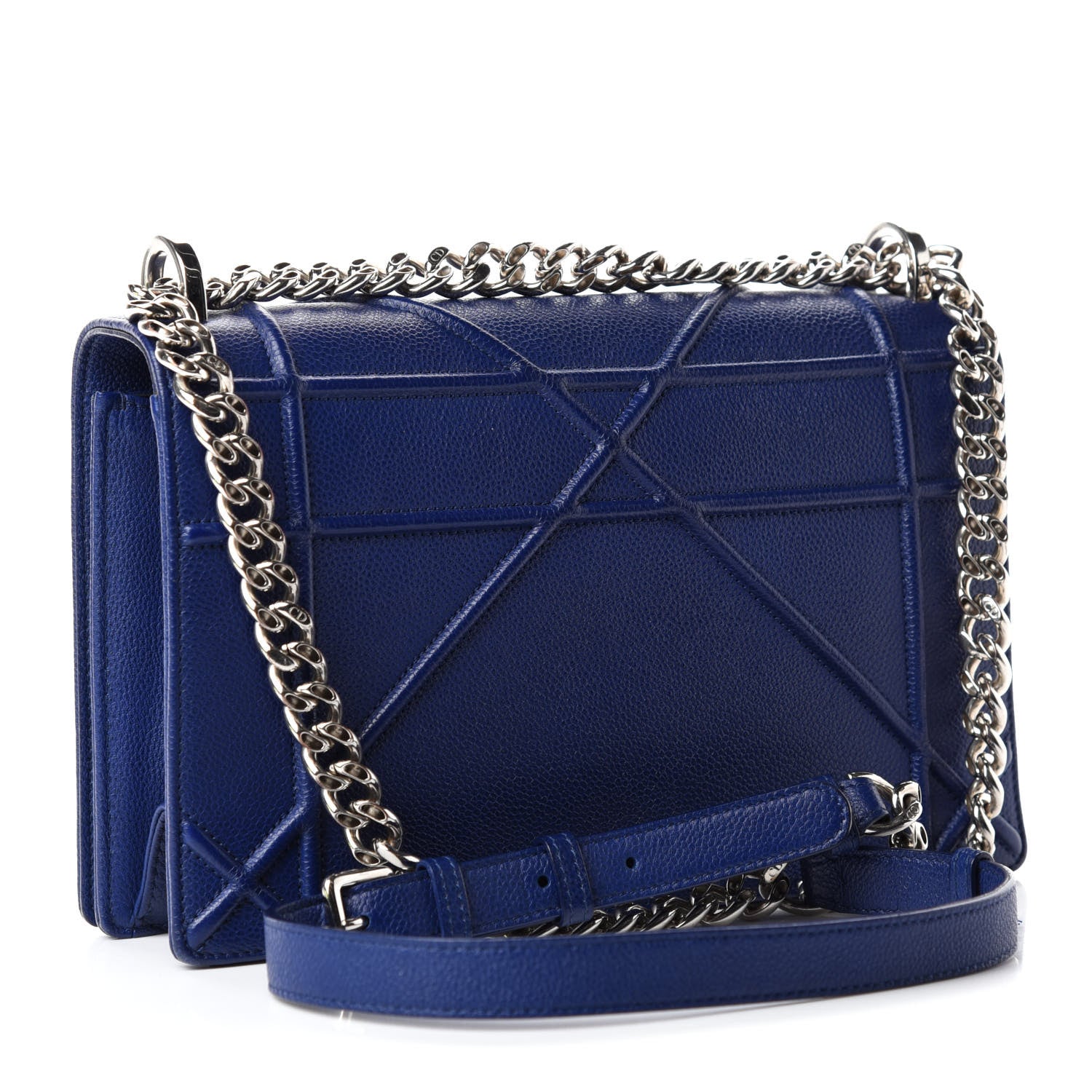 Christian Dior Grained Calfskin Medium Diorama Flap Bag Blue 3 of 11