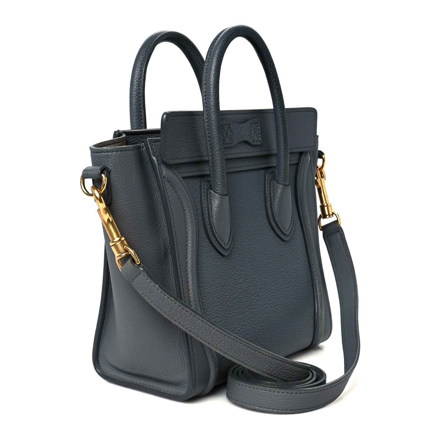 Celine Drummed Calfskin Nano Luggage Kohl 3 of 12