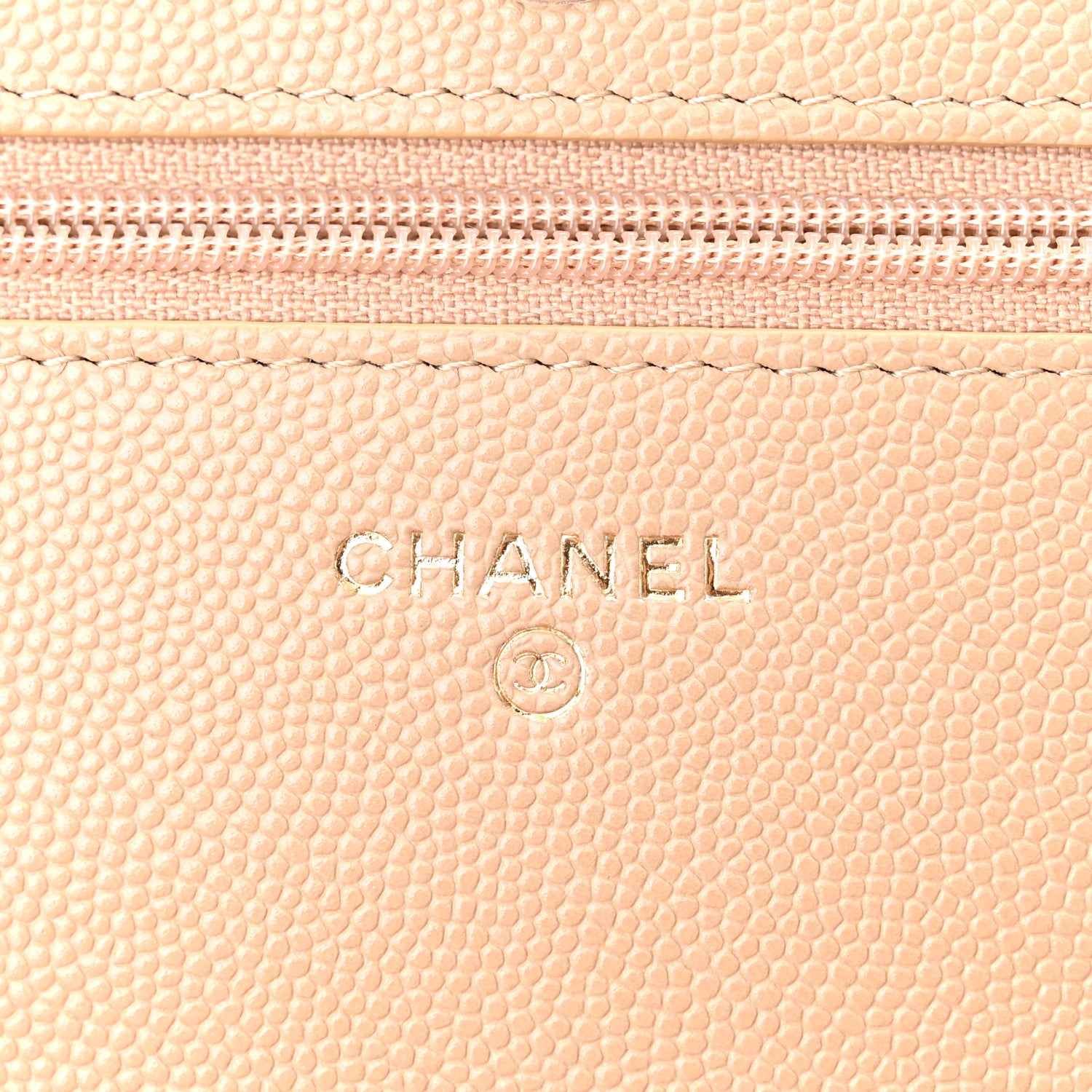 Chanel Caviar Quilted Crystal CC Wallet On Chain WOC Beige 6 of 12