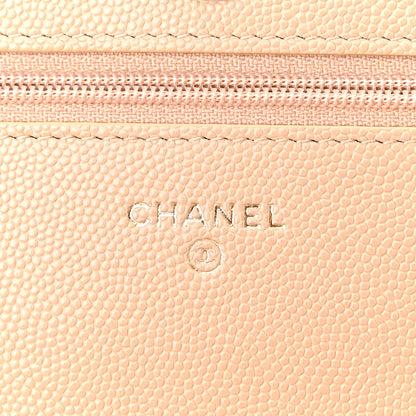 Chanel Caviar Quilted Crystal CC Wallet On Chain WOC Beige 6 of 12