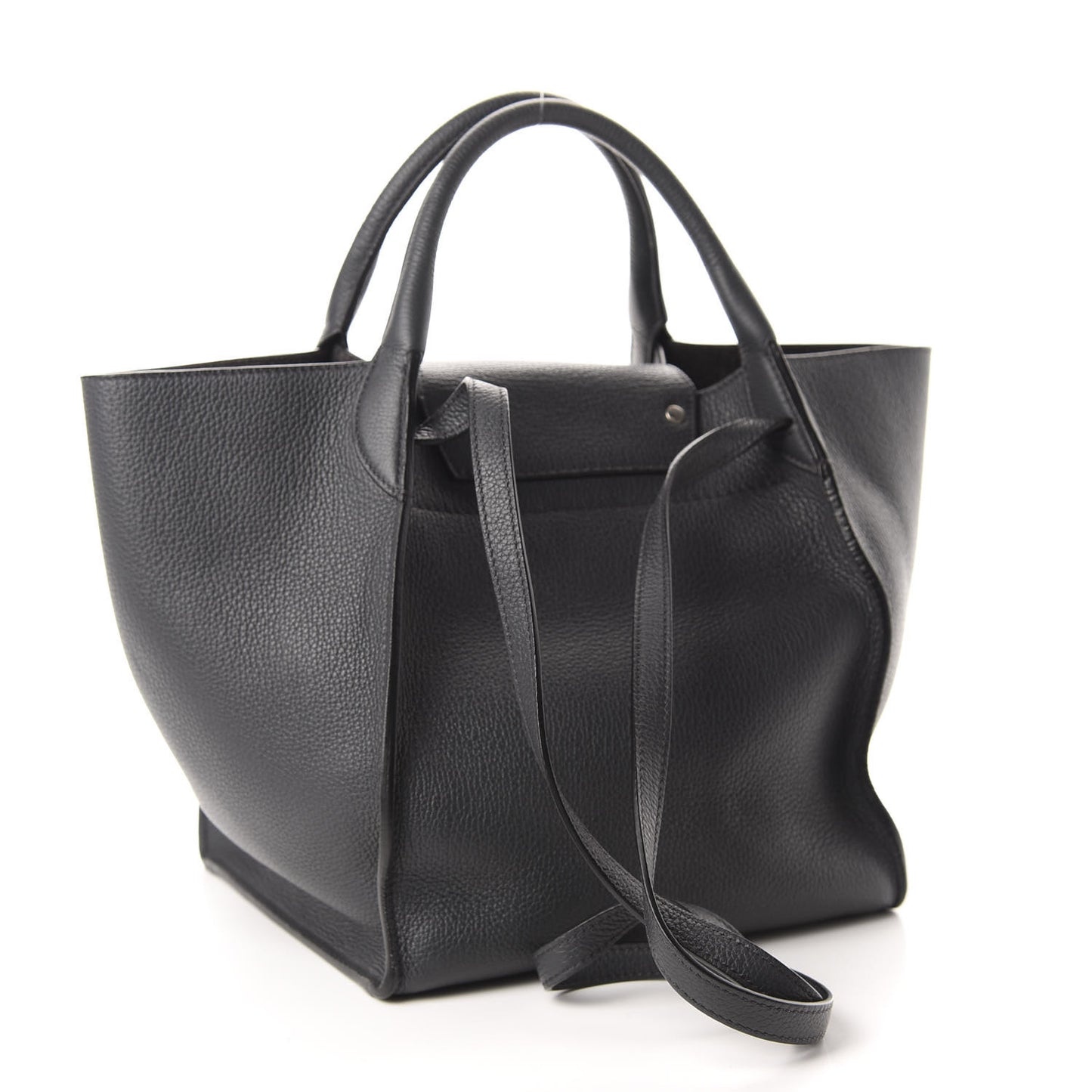 Supple Grained Calfskin Small Long Strap Big Bag Anthracite