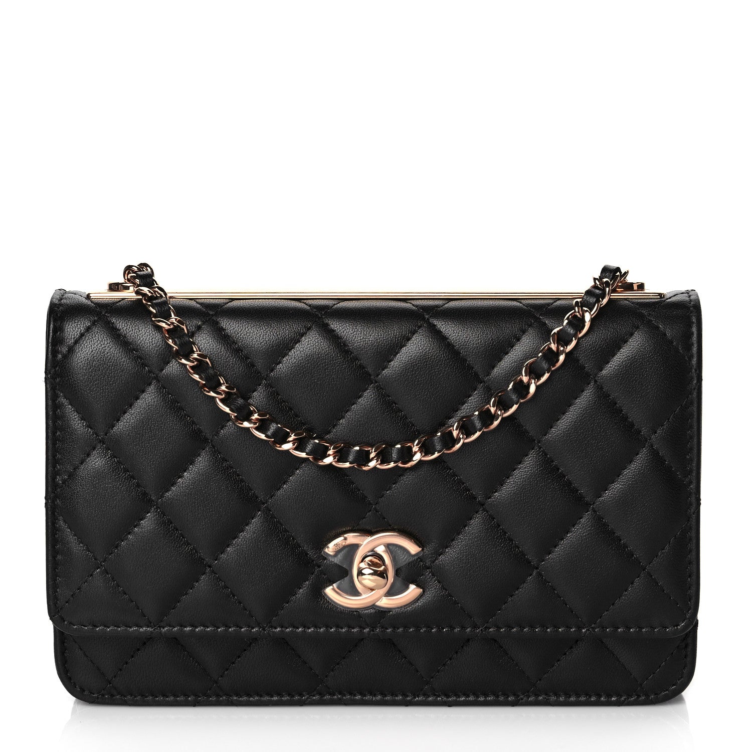 Chanel Lambskin Quilted Trendy CC Wallet On Chain WOC Black 1 of 12