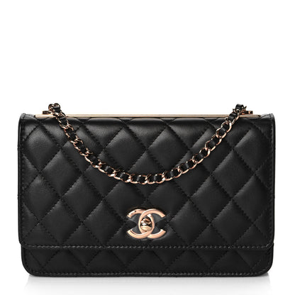 Chanel Lambskin Quilted Trendy CC Wallet On Chain WOC Black 1 of 12