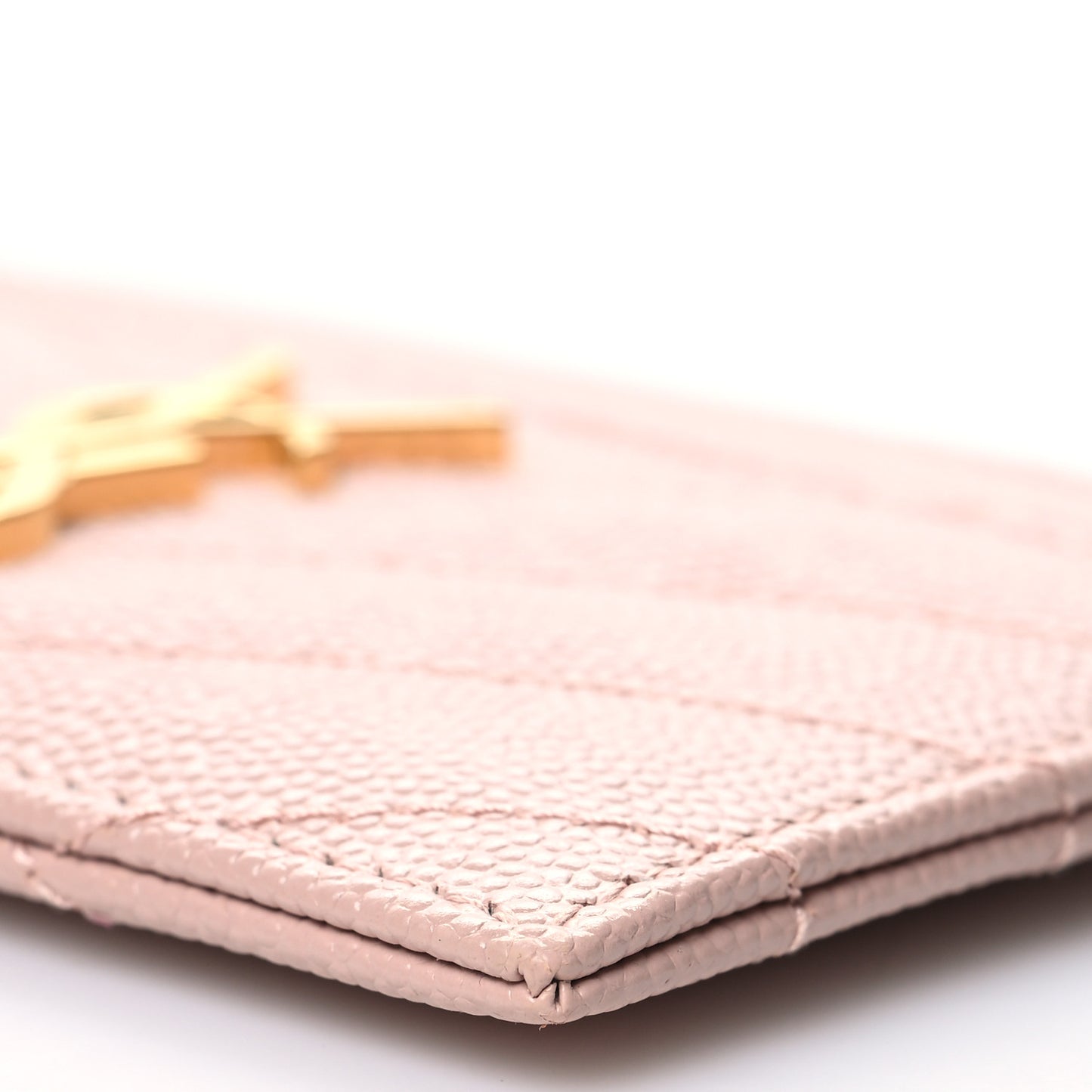 Grain De Poudre Matelasse Chevron Monogram Credit Card Case Pale Pink