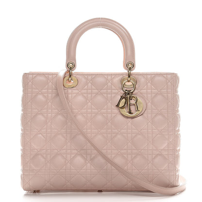 Christian Dior Lambskin Cannage Large Lady Dior Rose Poudre 1 of 17