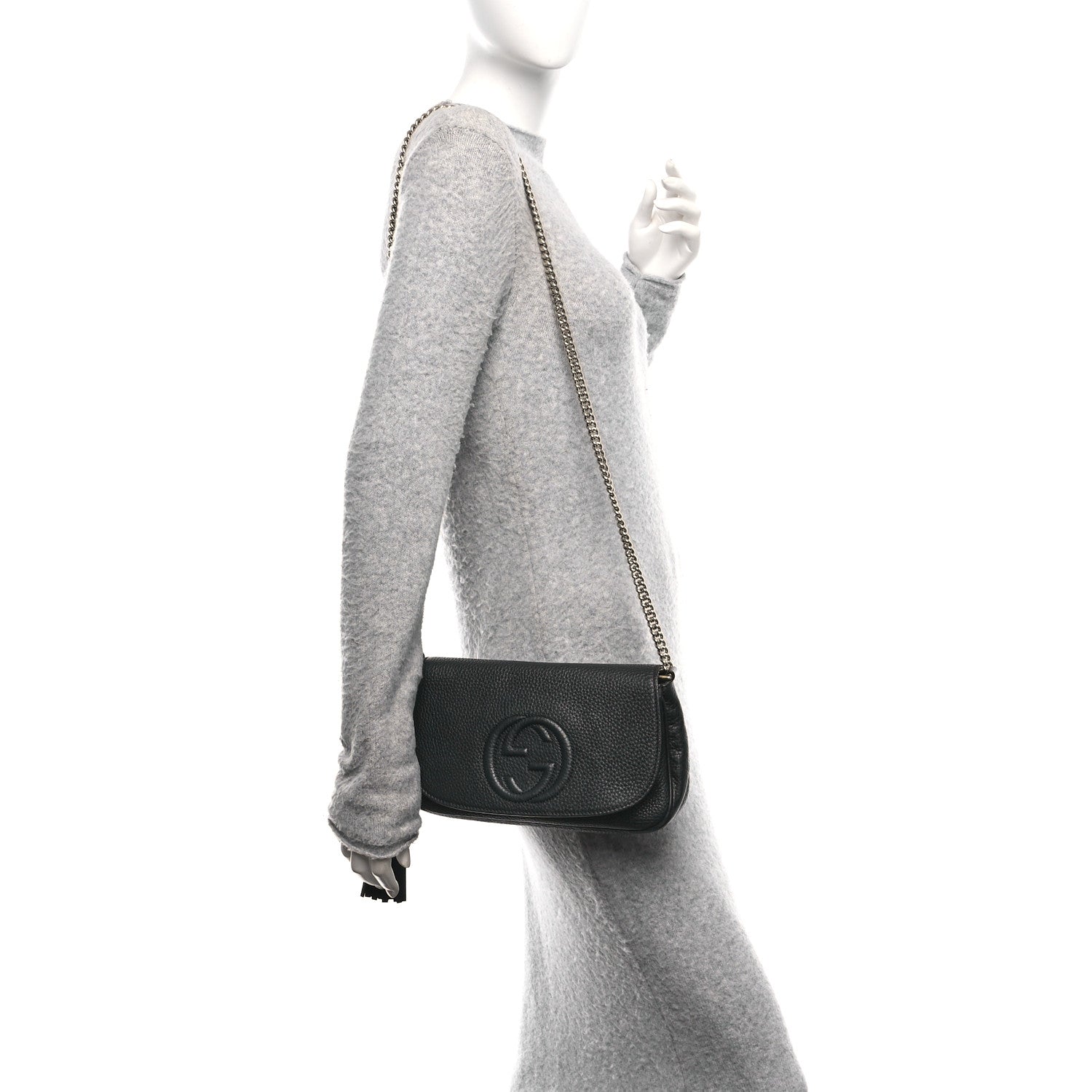 Gucci Pebbled Calfskin Medium Soho Flap Crossbody Black 2 of 10