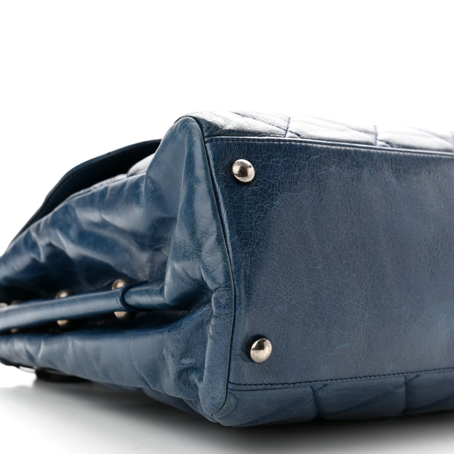 Chanel Glazed Calfskin Boy Satchel Flap Blue 9 of 10