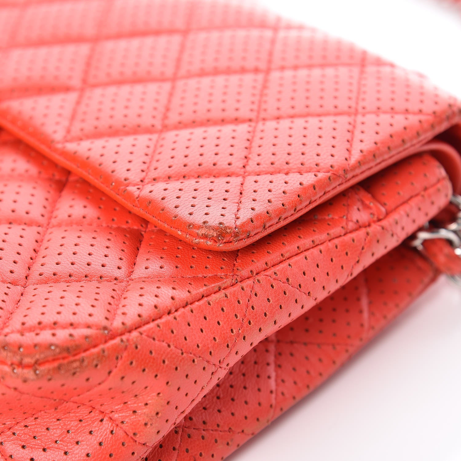 Chanel Lambskin Perforated Medium Double Flap Red 11 of 14