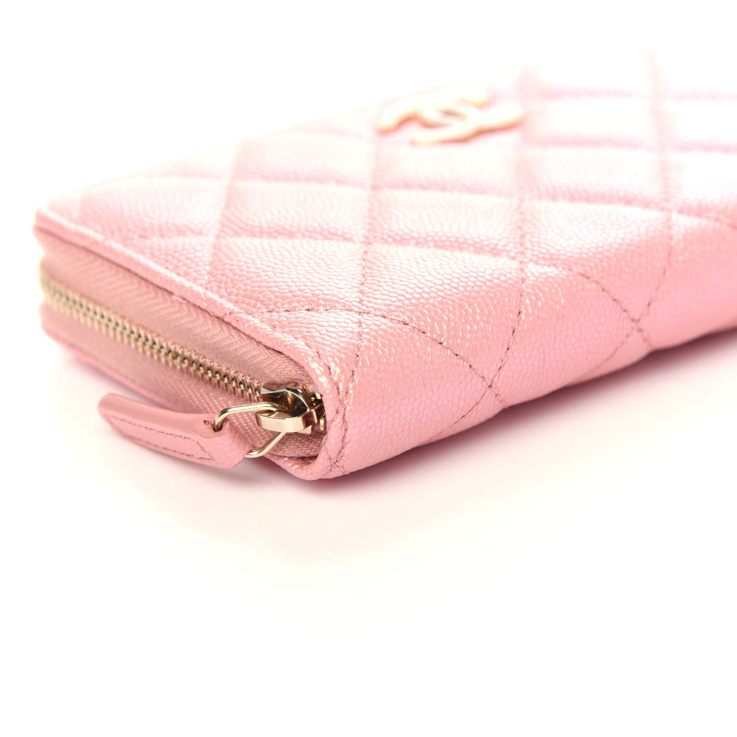 Chanel Iridescent Caviar Quilted Medium Zip Around Wallet Pink 8 of 10