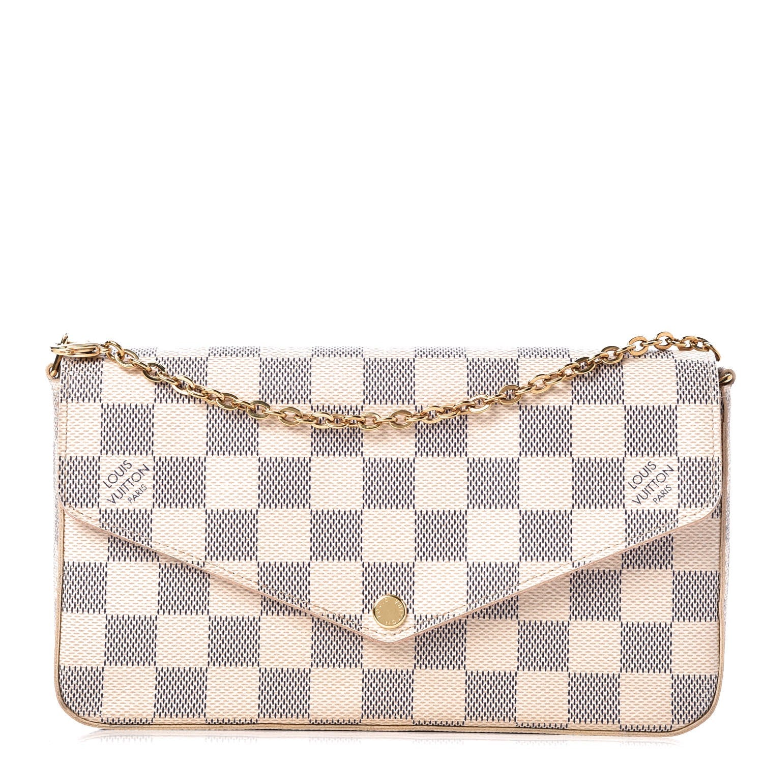 Louis Vuitton Damier Azur Pochette Felicie Chain Wallet Rose Ballerine 1 of 11