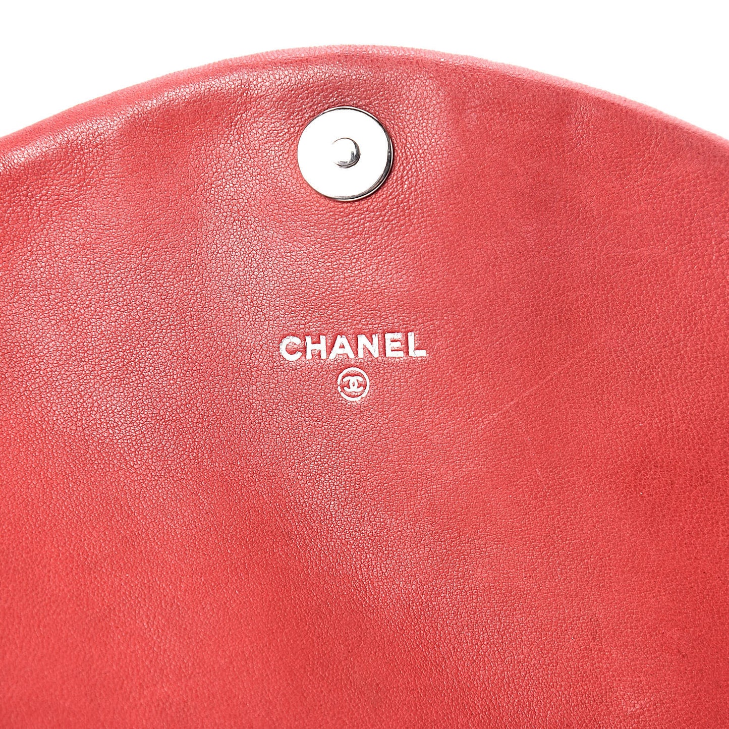Lambskin Half Moon Wallet On Chain WOC Red