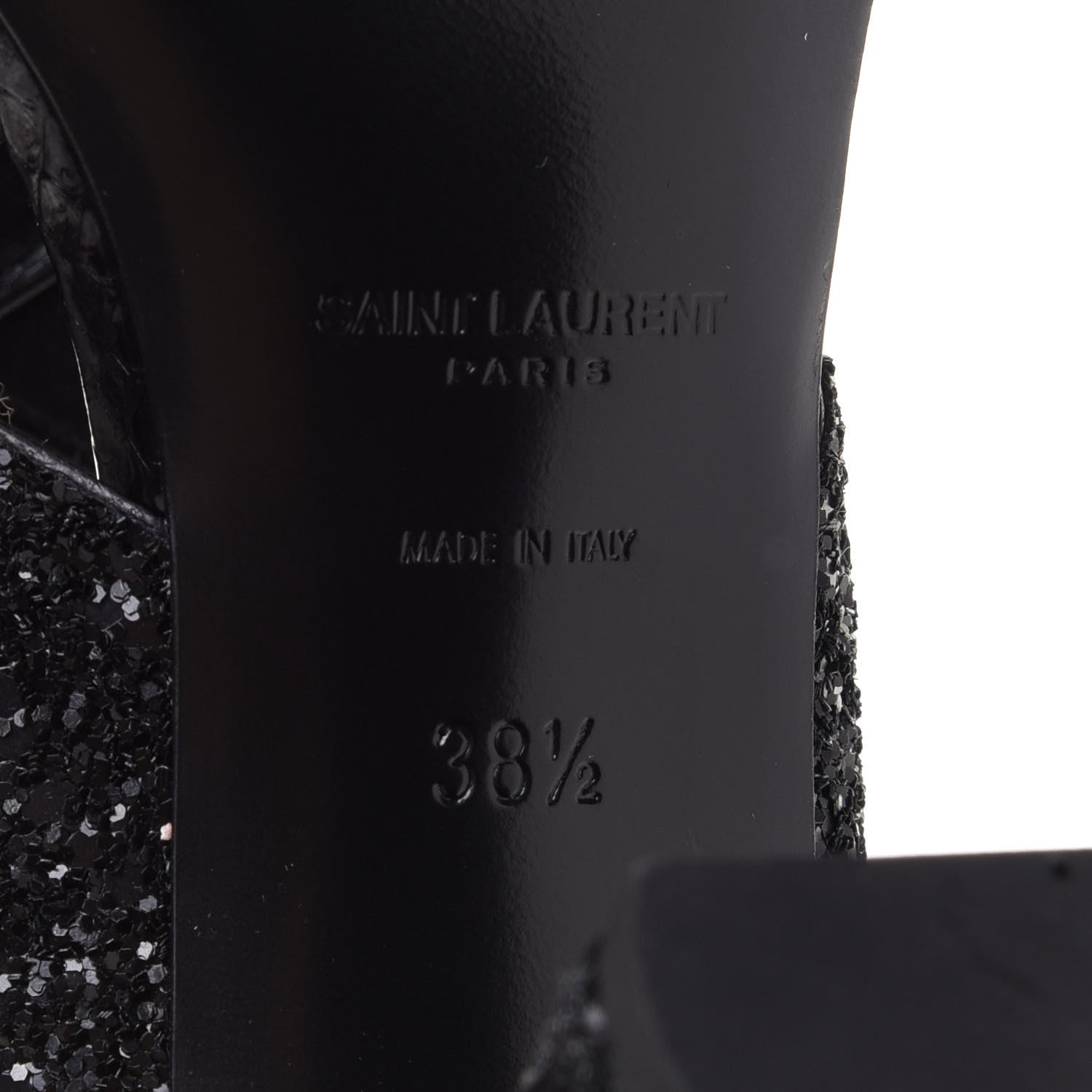Saint Laurent Glitter LouLou 70 Mule Sandals 38.5 Black 7 of 9