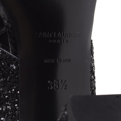 Saint Laurent Glitter LouLou 70 Mule Sandals 38.5 Black 7 of 9