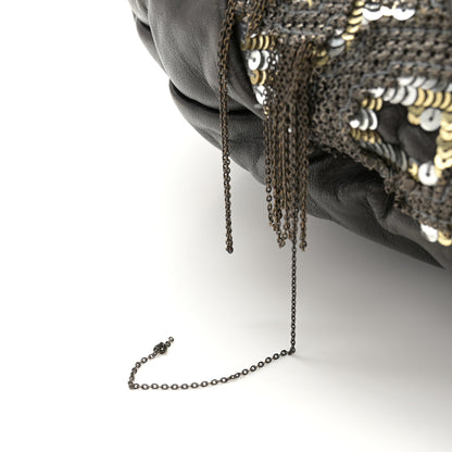 Valentino Garavani Nappa Sequin Chain Glam Tote Dark Grey 17 of 17