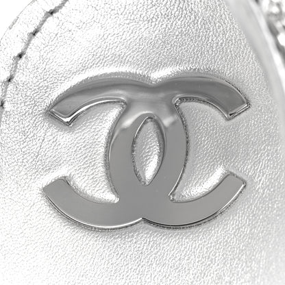 Chanel Metallic Laminated Goatskin Chain Flat Sandals 38 Silver 7 of 9