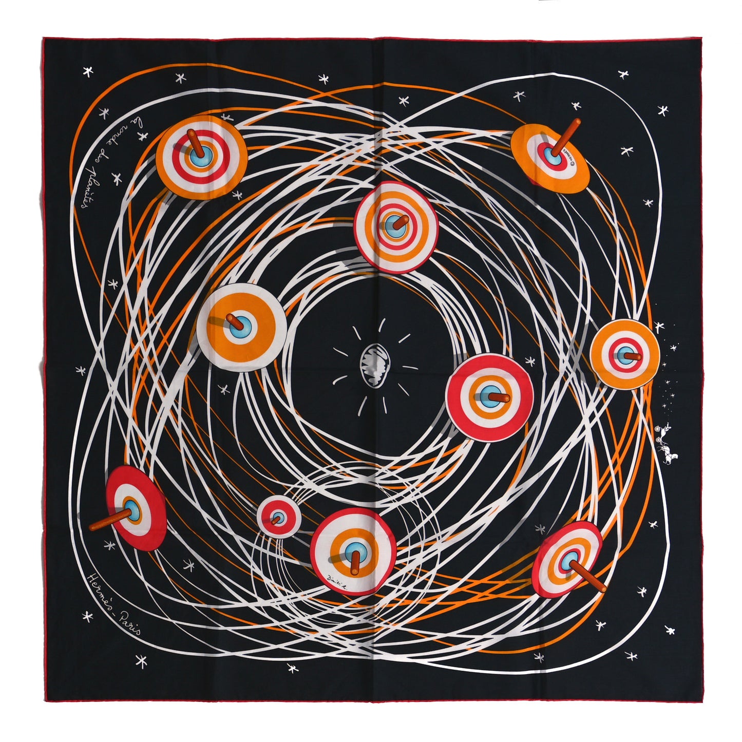 Cotton La Ronde Des Planetes Scarf 70 Black Multicolor