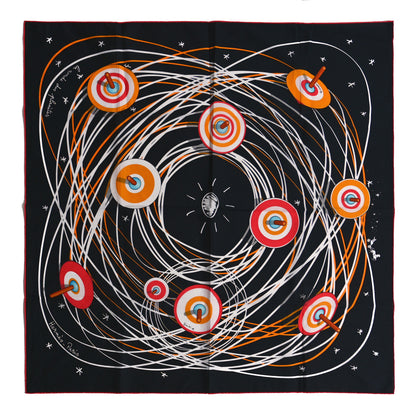 Hermes Cotton La Ronde Des Planetes Scarf 70 Black Multicolor 1 of 3