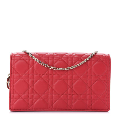 Christian Dior Lambskin Cannage Lady Dior Convertible Clutch Red 1 of 10