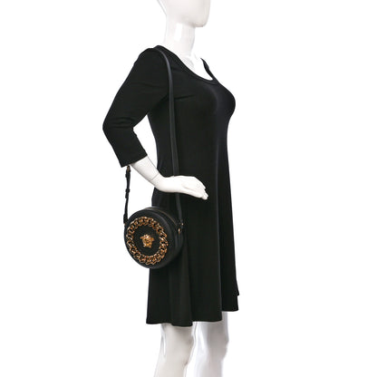 Versace Grained Calfskin Mini La Medusa Disco Round Crossbody Bag Black 2 of 7