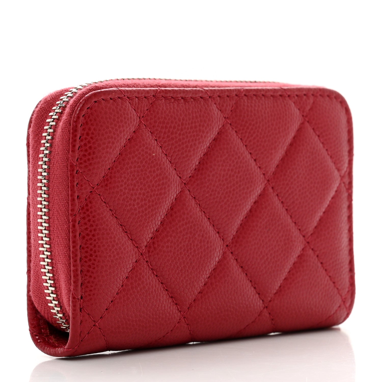Chanel Caviar Quilted Zip Coin Purse Dark Pink 3 of 8