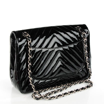 Chanel Patent Chevron Quilted Jumbo Single Flap Black 3 of 8