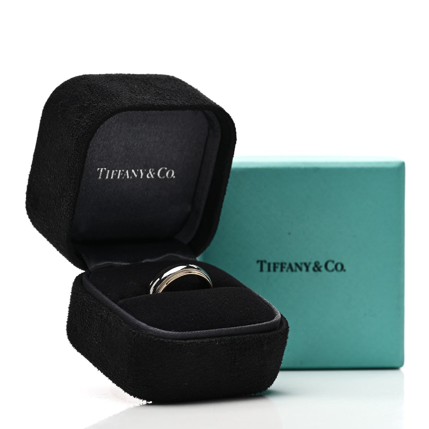 Tiffany Platinum 18K Yellow Gold 6mm Together Milgrain Wedding Band Ring 53 6.25 5 of 5