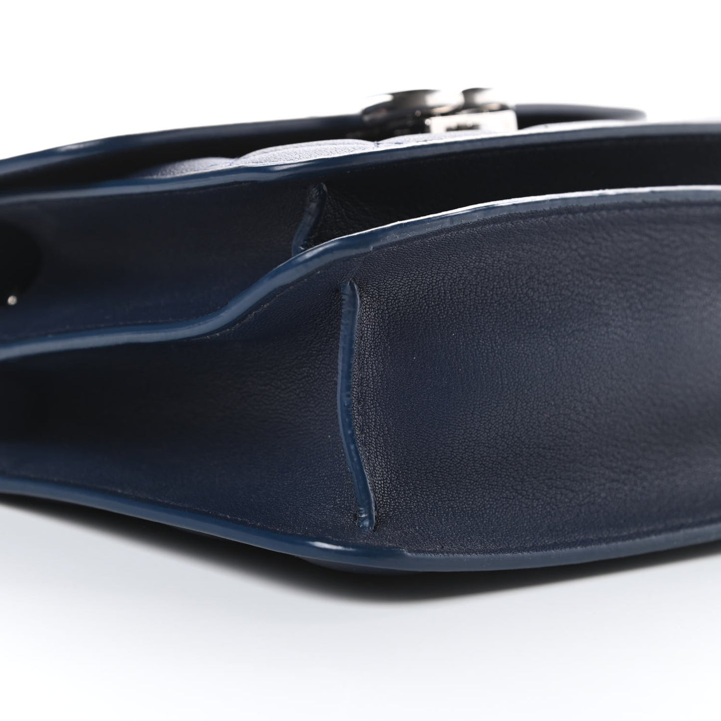 Goatskin Quilted Small CC Box Flap Navy