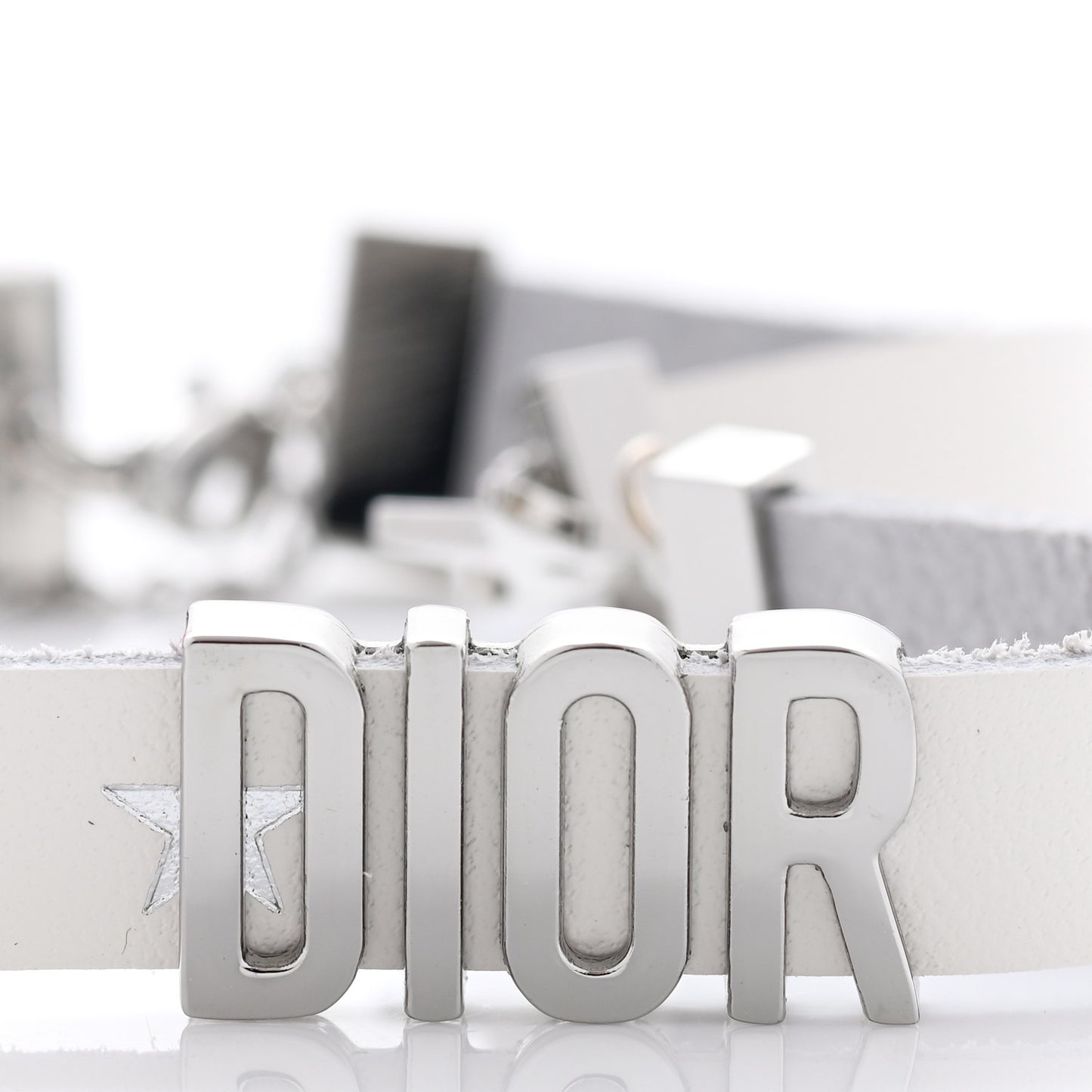 Calfskin Star Dior Double Bracelet White