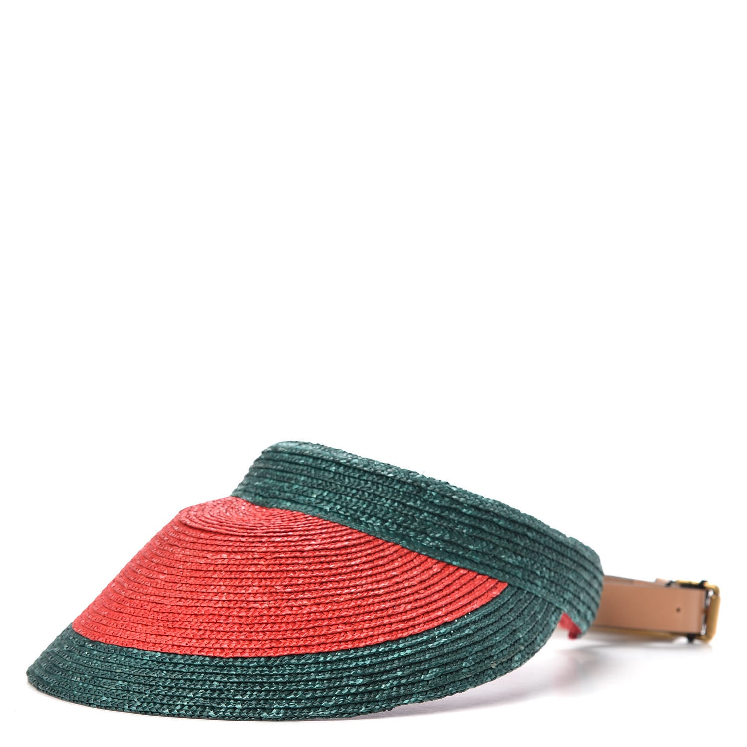 Gucci Raffia Web Visor L Green Red 1 of 6
