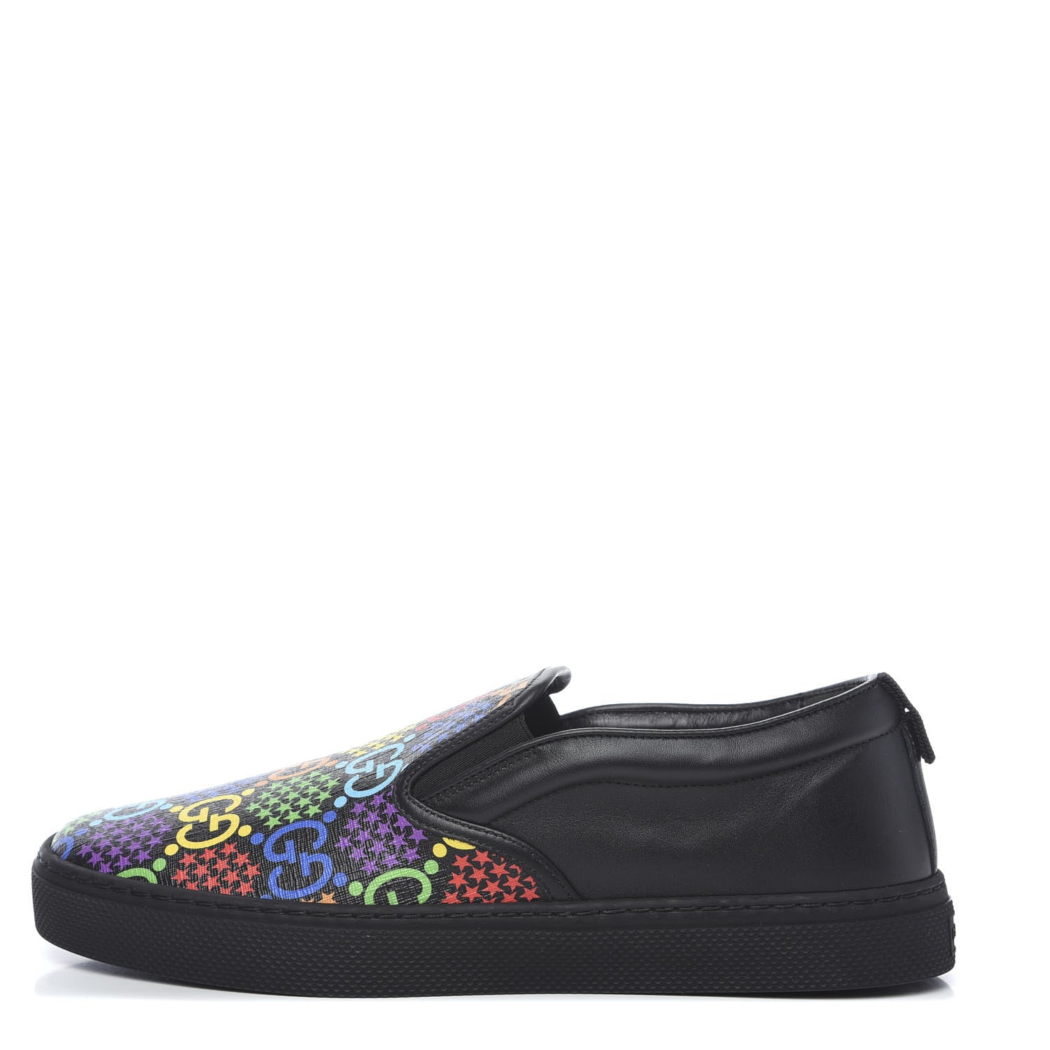 Gucci GG Supreme Monogram Psychedelic Mens Slip On Sneakers 8 Black Multicolor 1 of 8