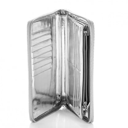Chanel Patent Embossed CC Large Zip Around Organizer Wallet Silver 5 of 7