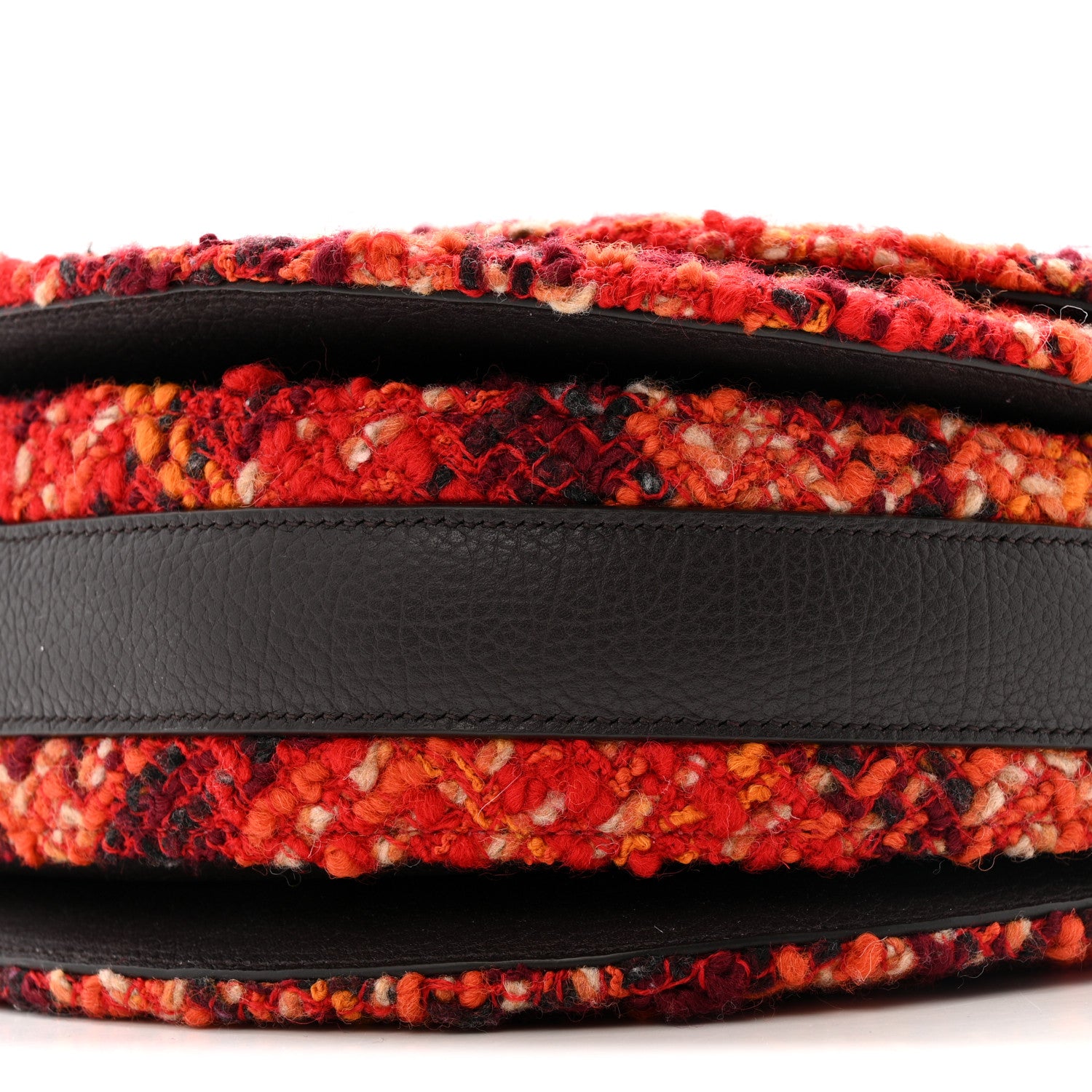 Burberry Tweed Check Medium Rocking Horse Crossbody Red Black