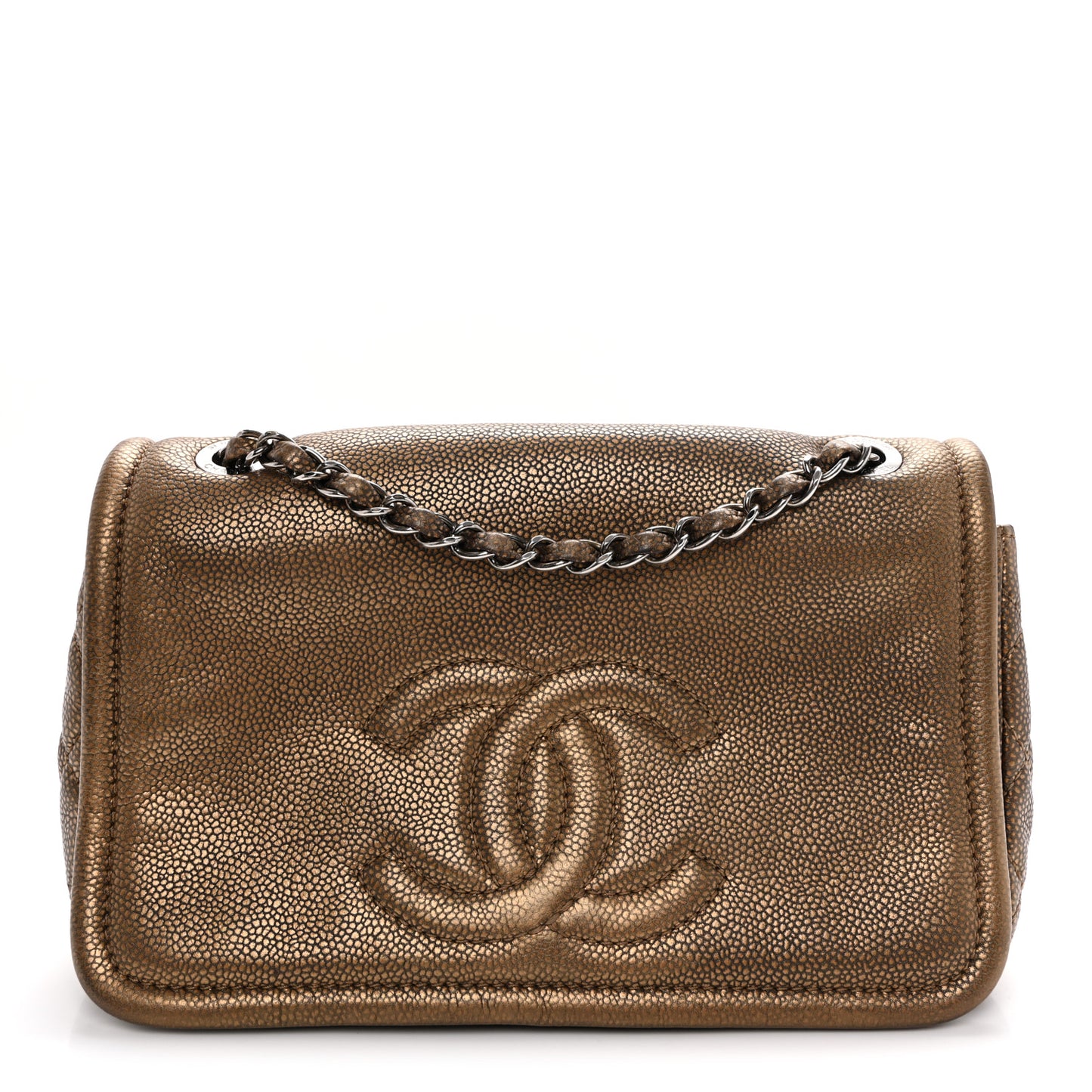 Metallic Caviar Medium Timeless CC Flap Bronze