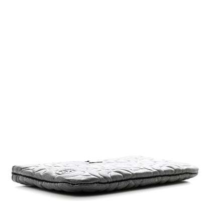 Chanel Goatskin Camellia Embossed Cosmetic Pouch Anthracite 4 of 8