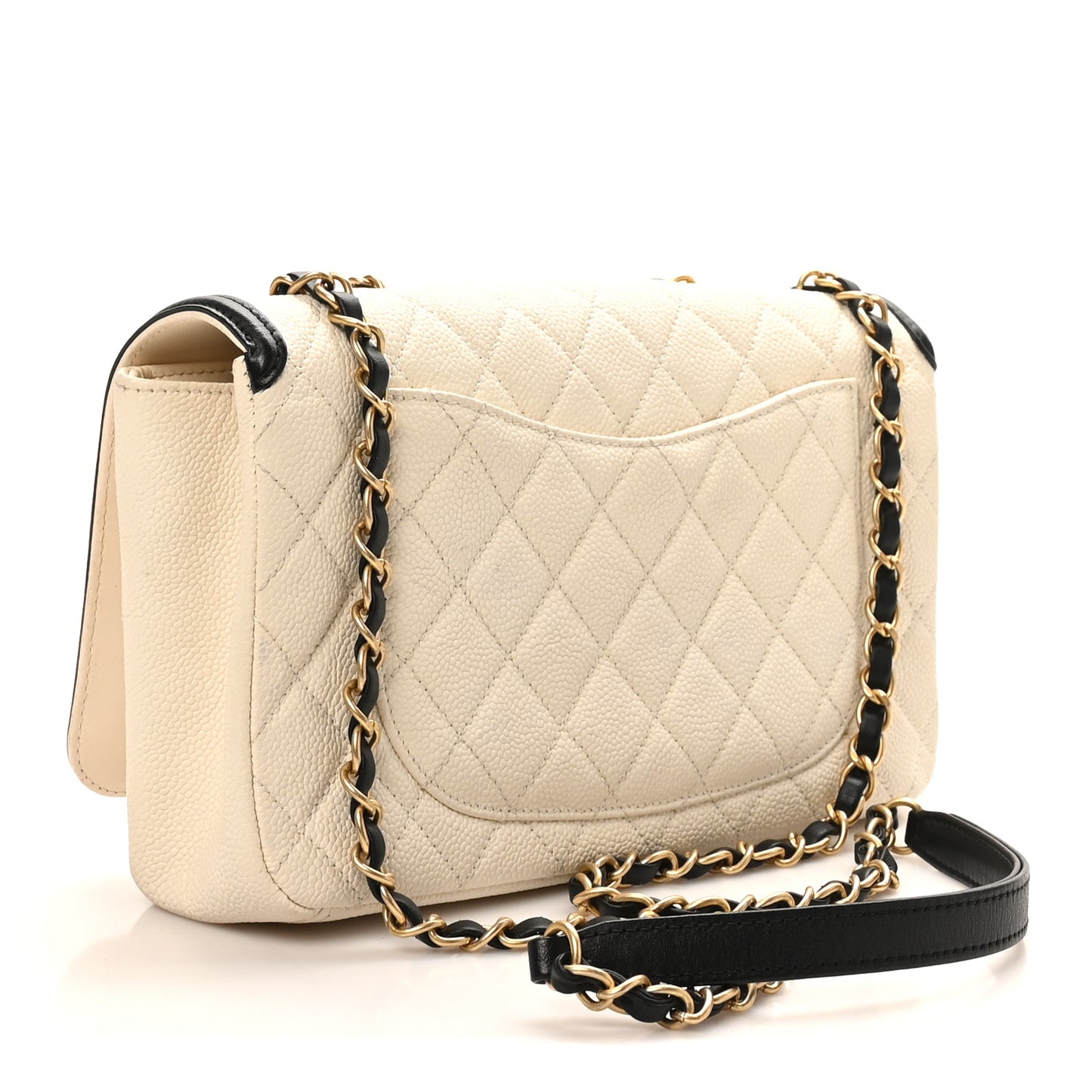 Caviar Quilted Medium CC Filigree Flap Light Beige Black