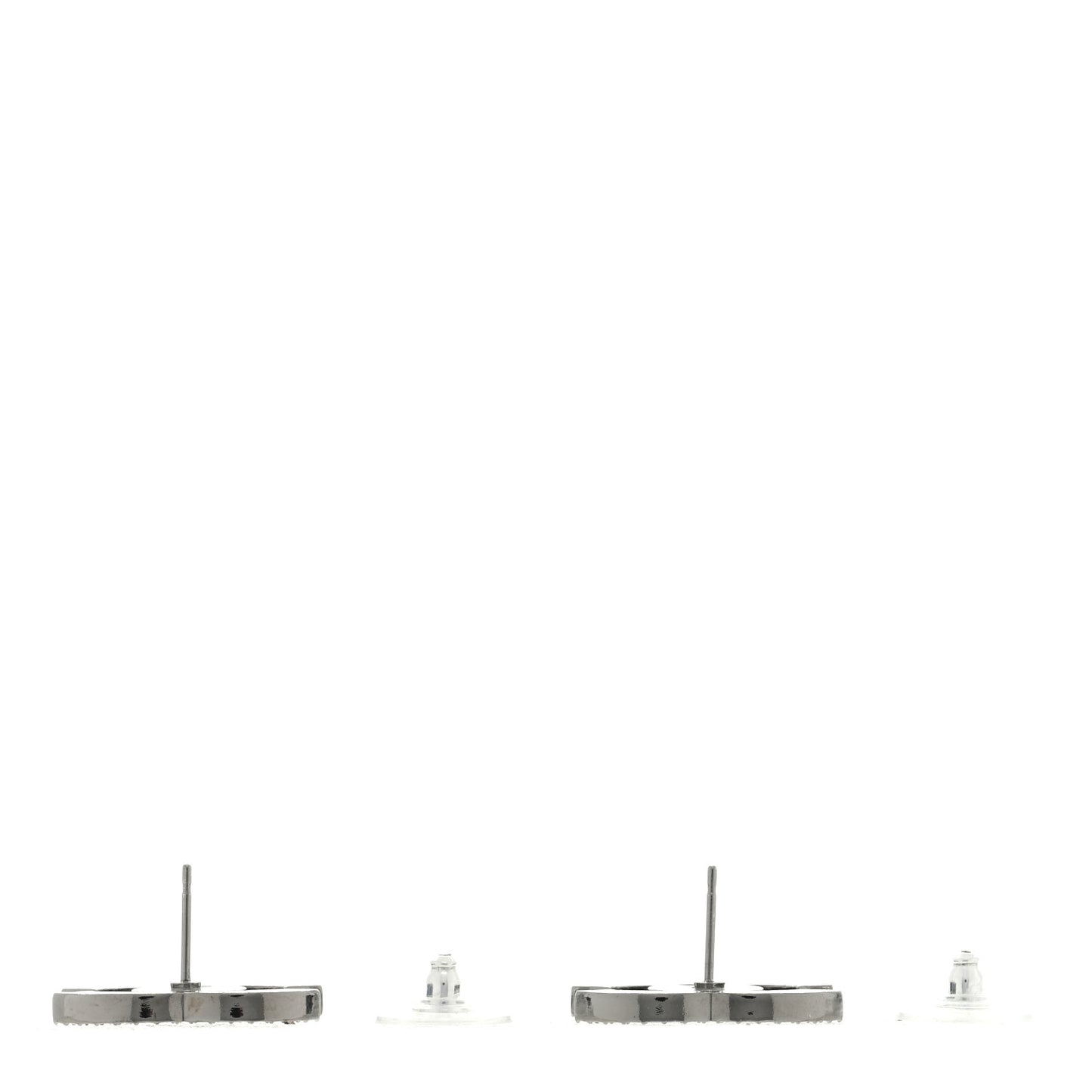 Enamel Crystal CC Earrings Black Silver