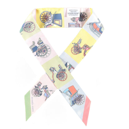 Hermes Silk Les Voitures Exquises Twilly Rose Pale Jaune Pale 1 of 4