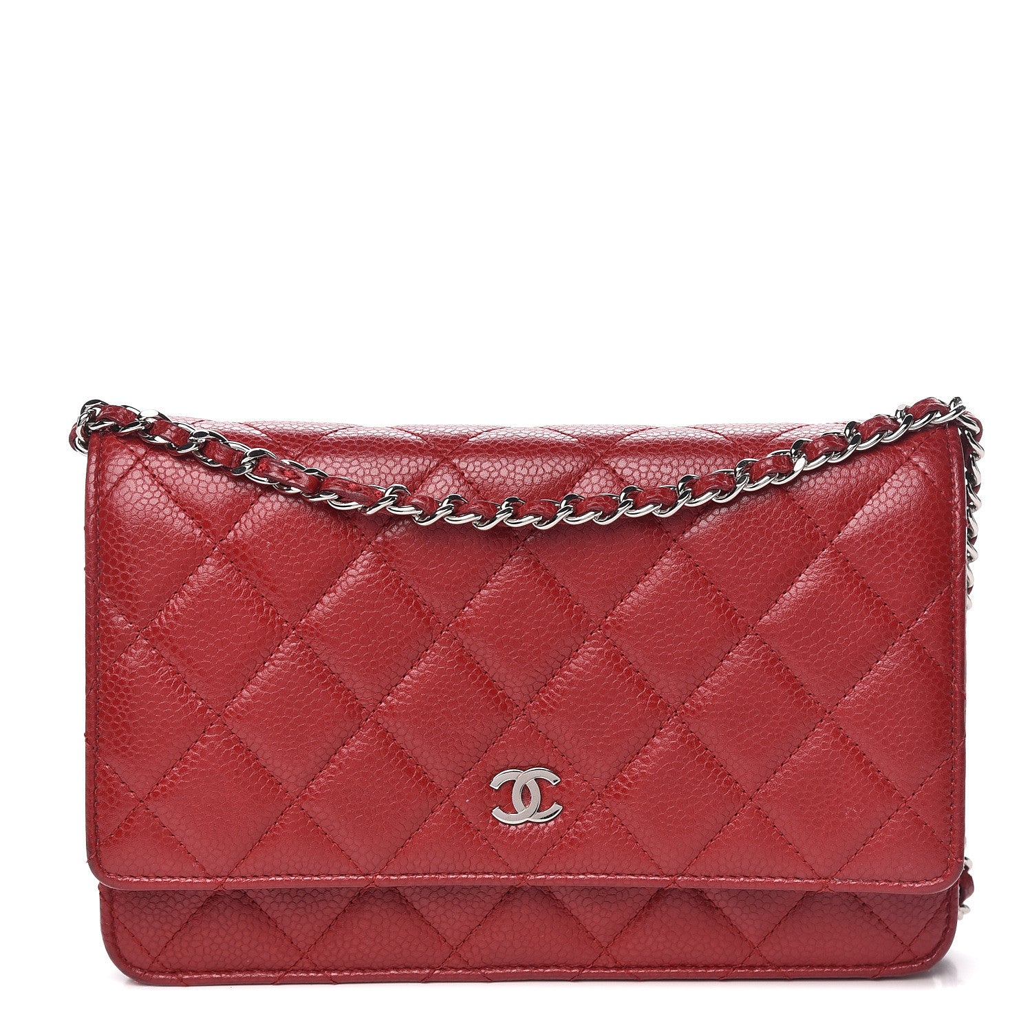 Chanel Caviar Quilted Wallet on Chain WOC Red 1 of 14