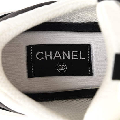 Chanel Nylon Suede Calfskin CC Sneakers 40 White Dark Grey 6 of 8