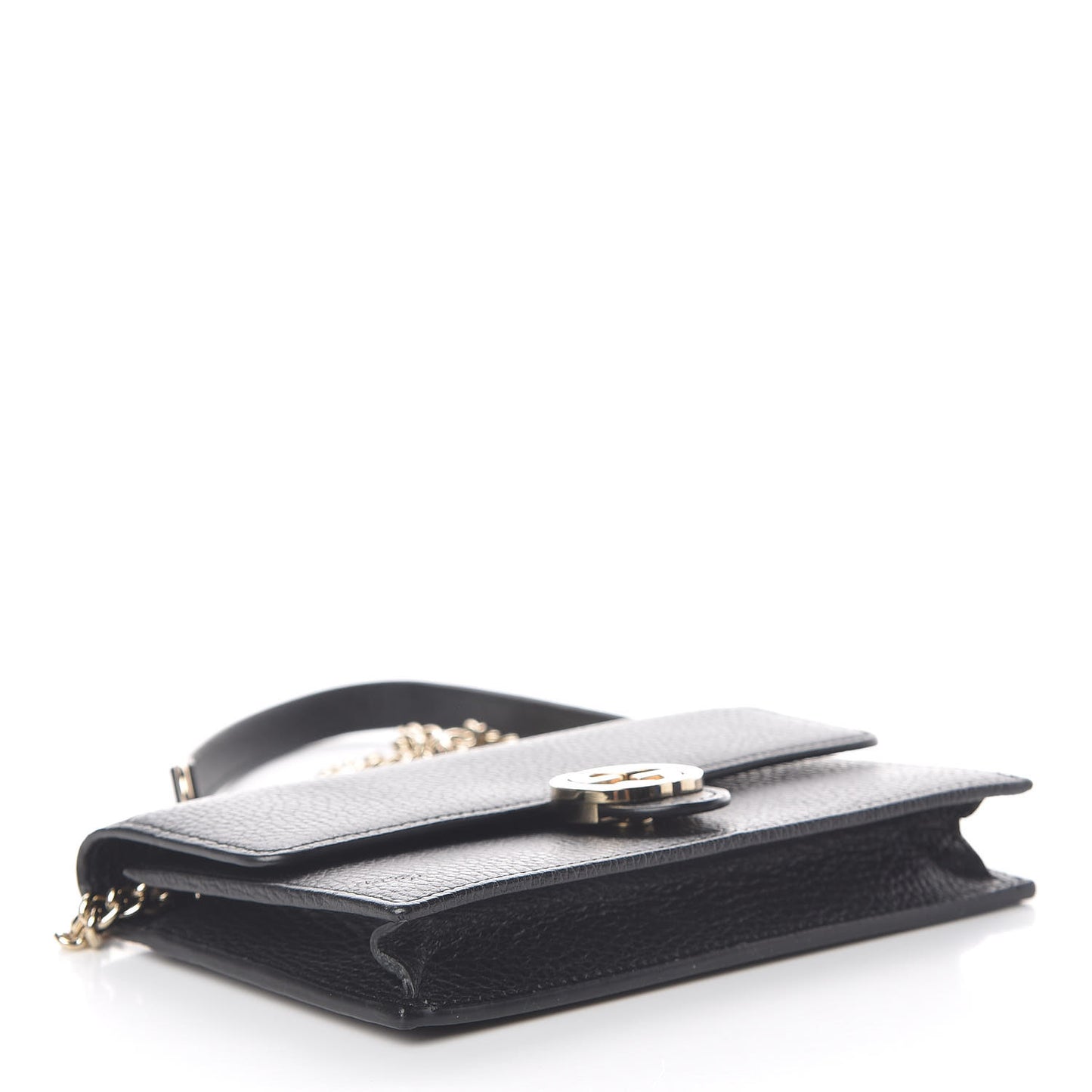 Dollar Calfskin Interlocking G Chain Wallet Black