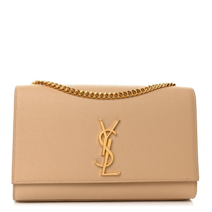 Saint Laurent Grain De Poudre Medium Monogram Kate Satchel Dark Beige 1 of 9